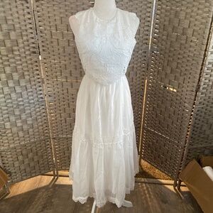 White Dress SMALL  (similart to the Zimmermann Cassia White Yoke Dress) (NWT)